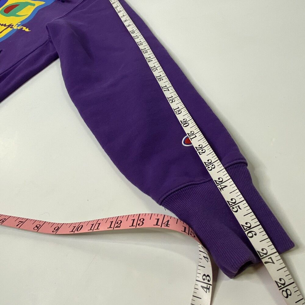 Champion Hoodie Sweatshirt Size Small Reverse Weave Purple Colorful Graphic Logo - Picture 9 of 12